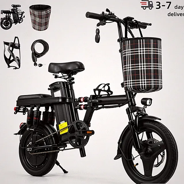 Dampening 500W Folding Electric bike for Adults and Teens 48V 15Ah 14in Ebike